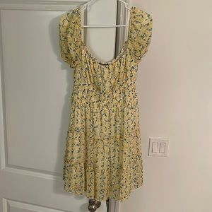 Yellow Floral Flowy Dress